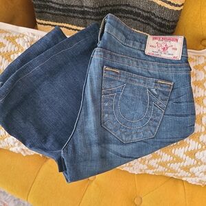 Womens Blue Denim Jeans - Classic Pocket Stitch